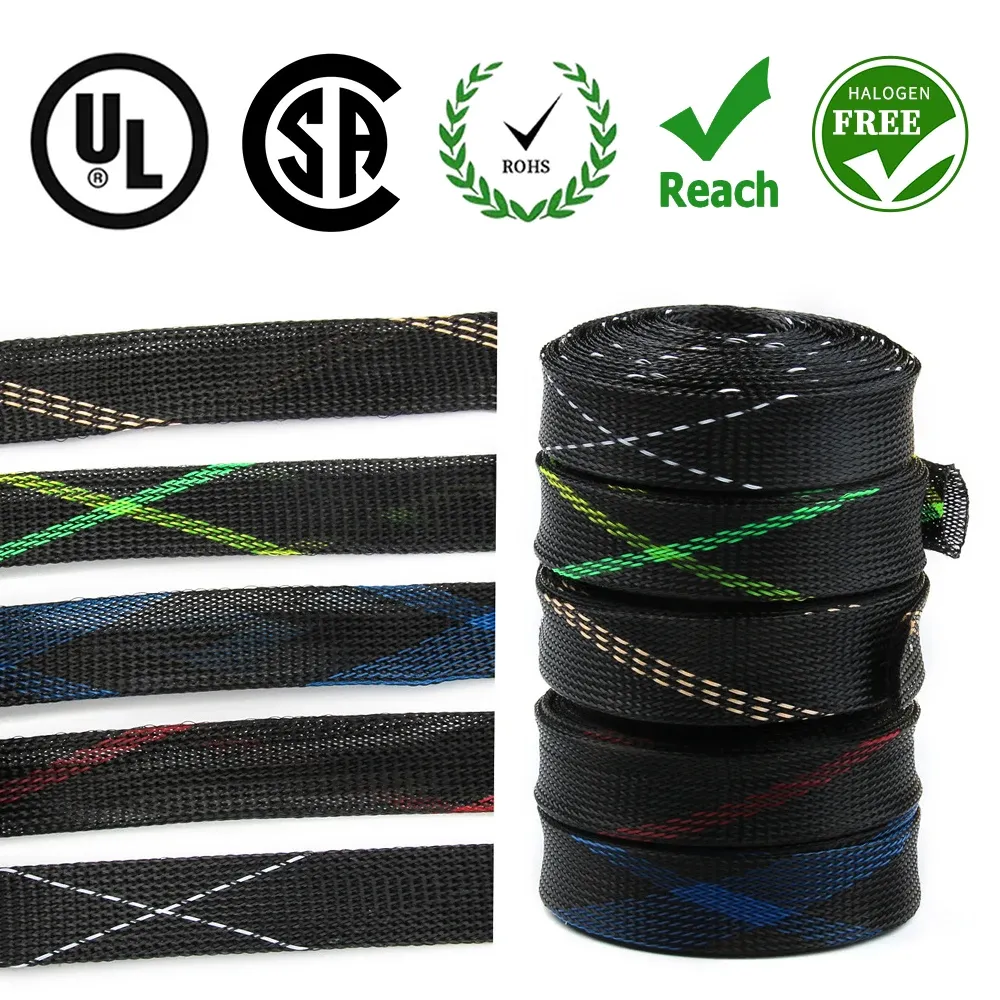 Gaine de protection tressée extensible en PET pour câbles, 20/50/100 m, diamètres 4/6/8/10/12/15/20 mm 2