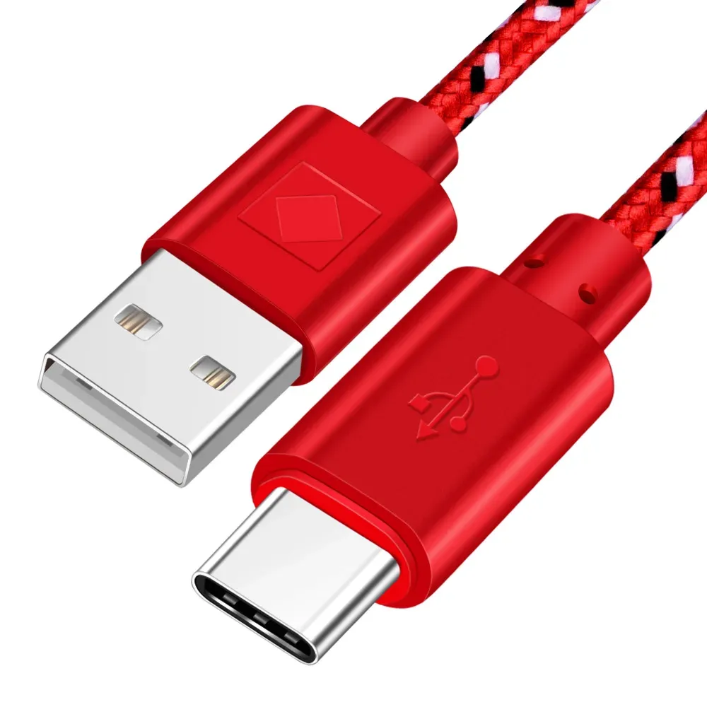 OLAF Câble USB Type-C tressé en nylon 1 m, 2 m, 3 m, synchronisation de données et charge rapide, compatible Samsung S9, S10, Xiaomi Mi 9, Mi 8, Huawei Type-C 16