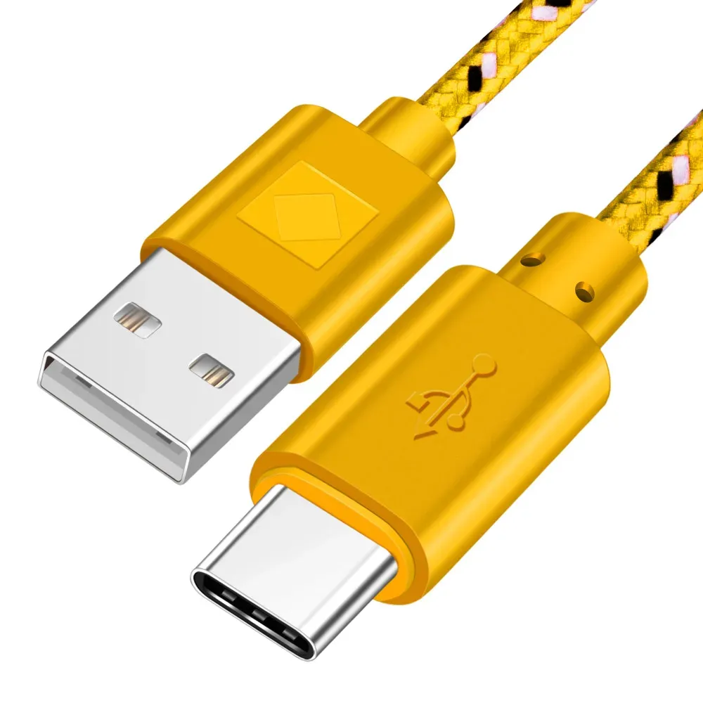 OLAF Câble USB Type-C tressé en nylon 1 m, 2 m, 3 m, synchronisation de données et charge rapide, compatible Samsung S9, S10, Xiaomi Mi 9, Mi 8, Huawei Type-C 7