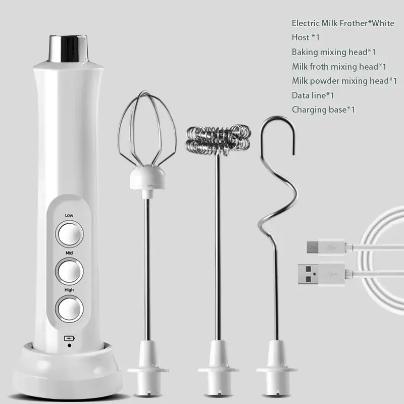 Mousseur à lait électrique 3 en 1, mousseur portable, mélangeur de boissons haute vitesse, fouet à café, rechargeable 8