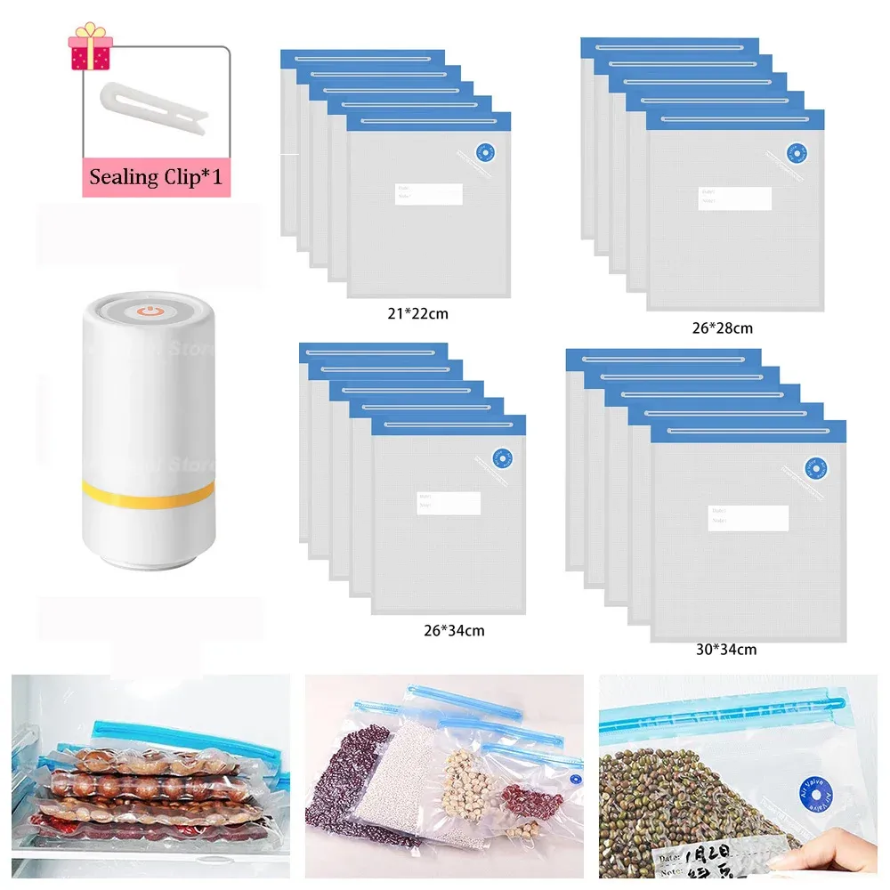 Sacs sous vide avec pompe de scellage et valve d'air pour la conservation des aliments