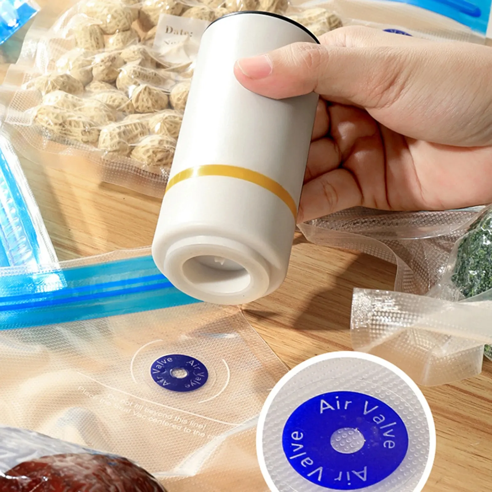 Sacs sous vide avec pompe de scellage et valve d'air pour la conservation des aliments 4