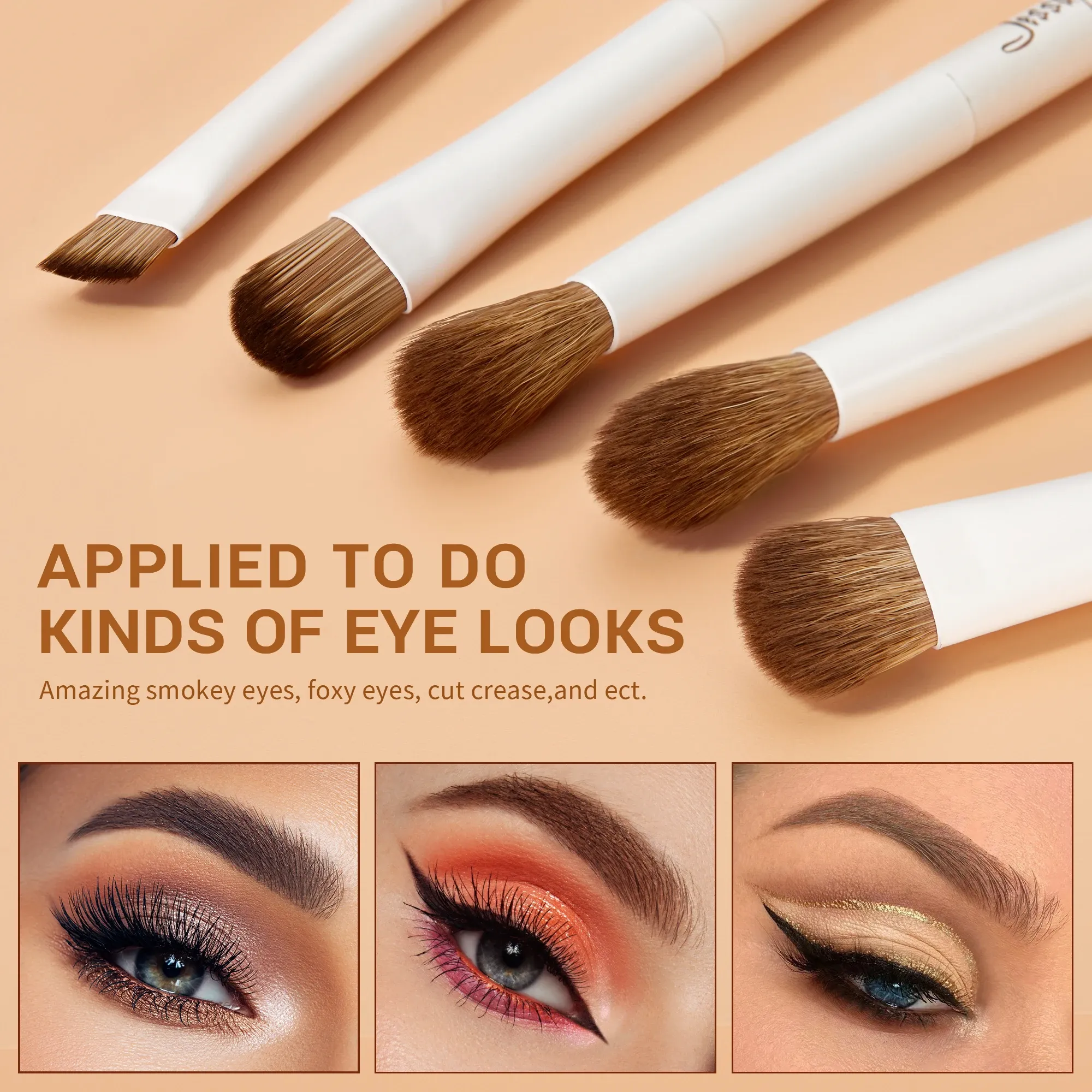 Pinceaux Jessup, ensemble de 14 pinceaux synthétiques pour fond de teint, poudre, contour, fards à paupières, eye-liner, estompe et illuminateur – T329 5