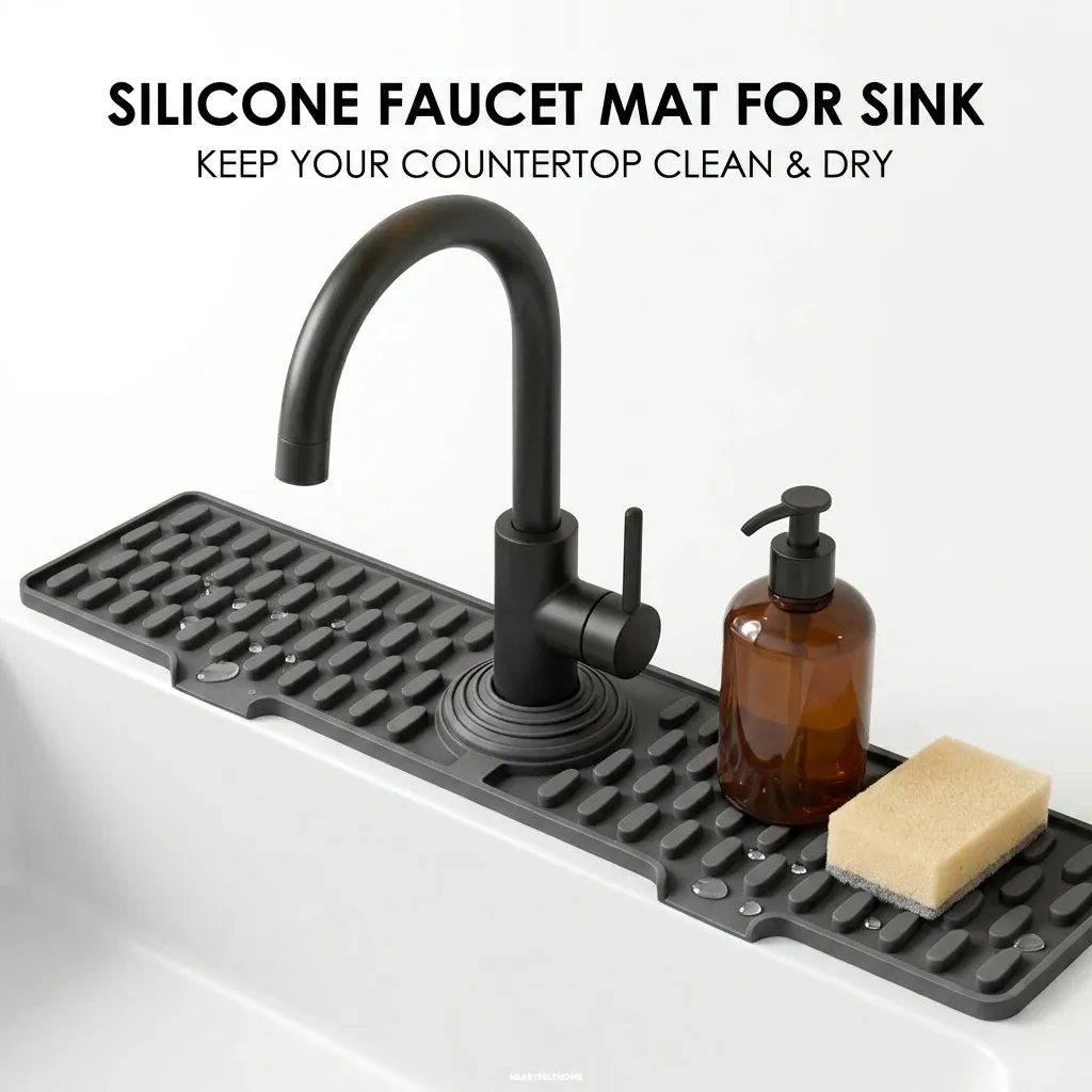 Tapis anti-éclaboussures en silicone et métal à double boucle pour robinet, antidérapant, pour évier de cuisine
