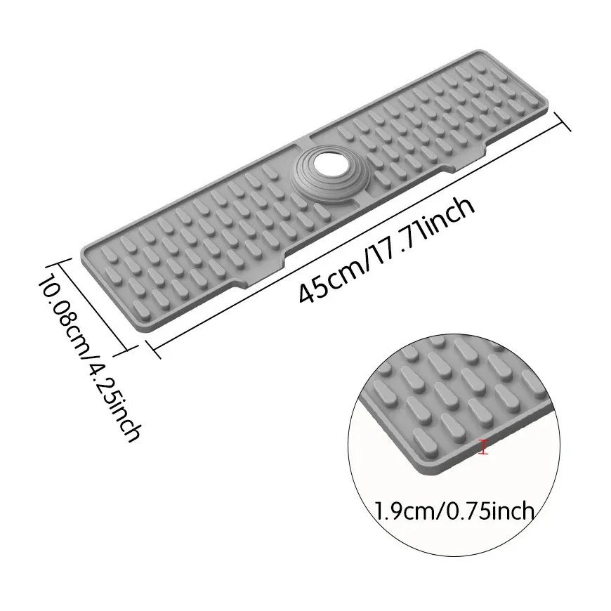 Tapis anti-éclaboussures en silicone et métal à double boucle pour robinet, antidérapant, pour évier de cuisine 5