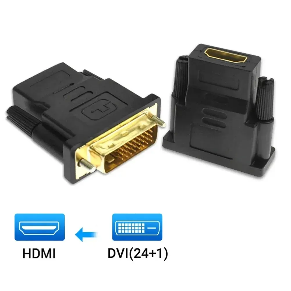 Adaptateur DVI vers HDMI pour PC et téléviseurs HD, connecteur DVI-D 24+1 mâle vers HDMI femelle plaqué or, convertisseur vidéo