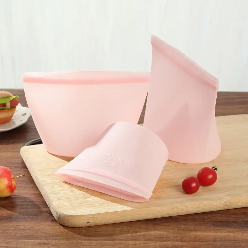 Sac réutilisable en silicone de qualité alimentaire pour la conservation des fruits au réfrigérateur, 1 pièce 5