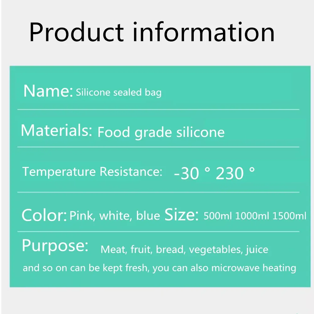 Sac réutilisable en silicone de qualité alimentaire pour la conservation des fruits au réfrigérateur, 1 pièce 6