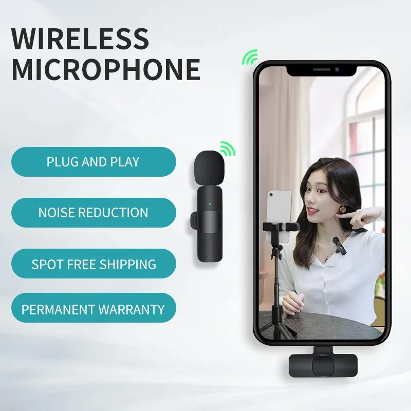 Microphone-cravate sans fil pour iPhone, Android et USB-C, avec réduction du bruit pour streaming en direct et interviews 3