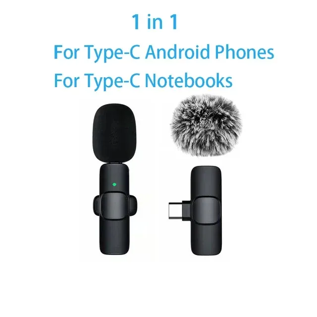 Microphone-cravate sans fil pour iPhone, Android et USB-C, avec réduction du bruit pour streaming en direct et interviews 11