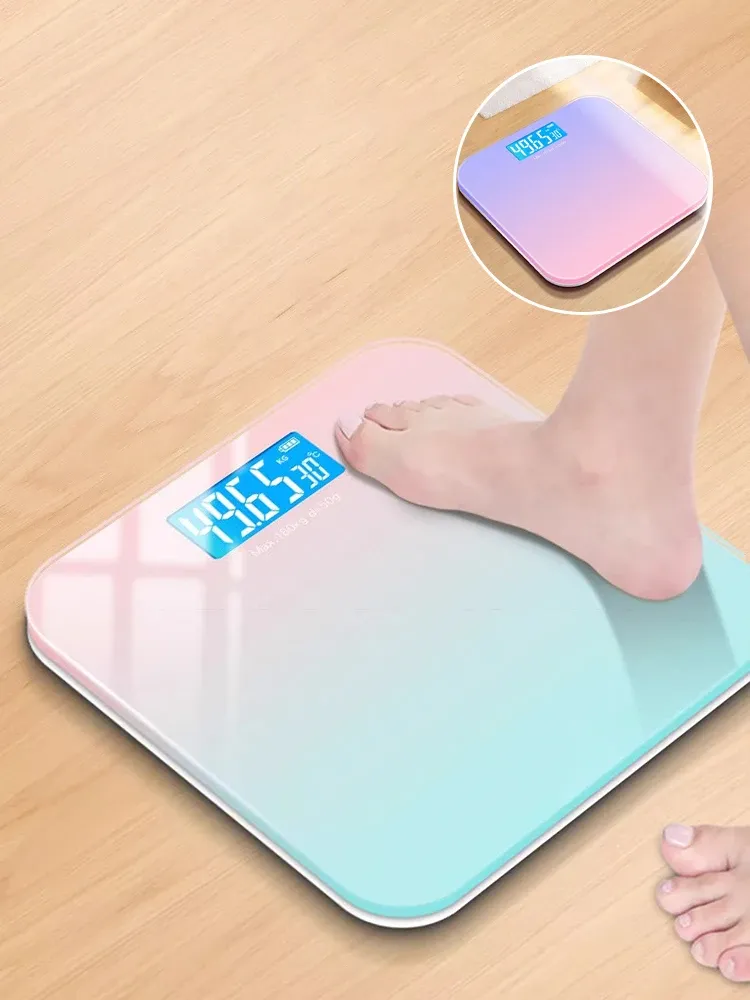 Pèse-personne numérique à couleur dégradée, rechargeable et à piles, haute précision pour un usage domestique 2