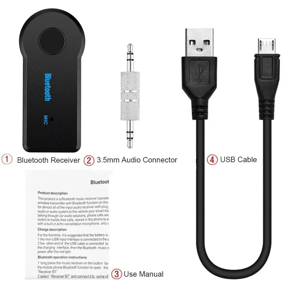 Récepteur audio Bluetooth 5.0 sans fil pour voiture, prise Jack 3,5 mm, profil A2DP 3