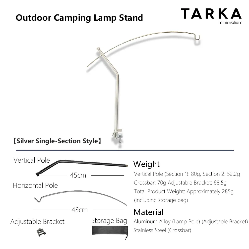Support de lanterne détachable et réglable, ultraléger, pour table d'extérieur, portable, support de lampe de camping 8