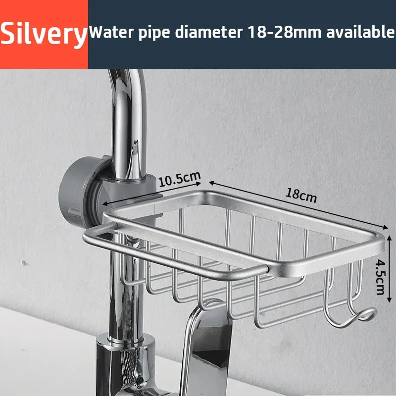 Organisateur d'évier en aluminium avec égouttoir à savon, porte-éponge et support de robinet 8