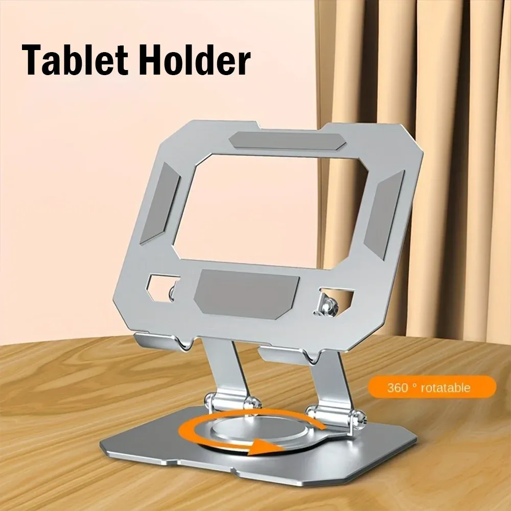 Support de tablette rotatif à 360°, support de bureau pliable et réglable, compatible iPad Pro, Air et mini de 4,7 à 12 pouces, pour ordinateur portable