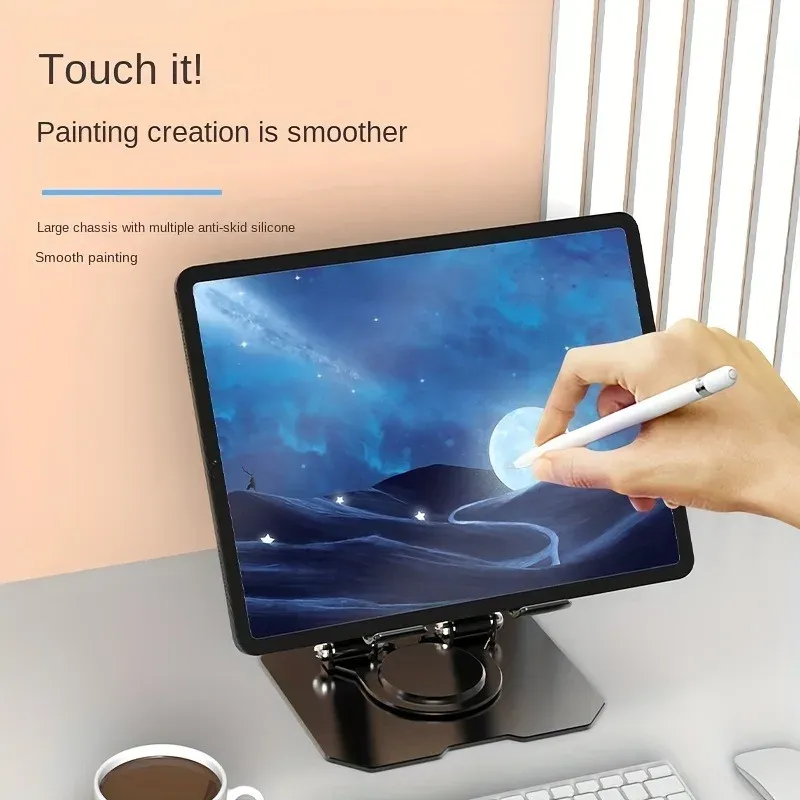 Support de tablette rotatif à 360°, support de bureau pliable et réglable, compatible iPad Pro, Air et mini de 4,7 à 12 pouces, pour ordinateur portable 3