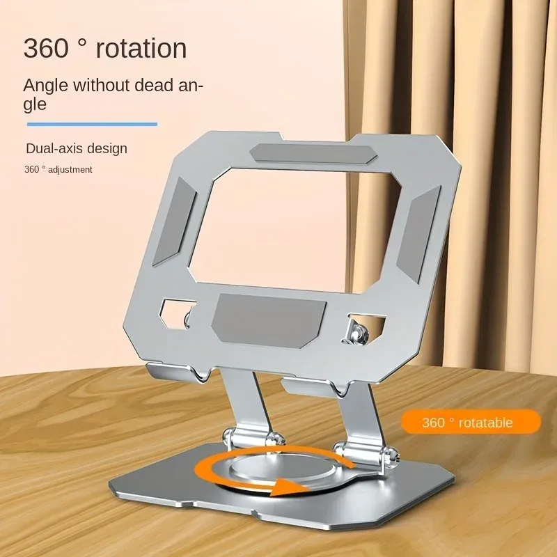 Support de tablette rotatif à 360°, support de bureau pliable et réglable, compatible iPad Pro, Air et mini de 4,7 à 12 pouces, pour ordinateur portable 2