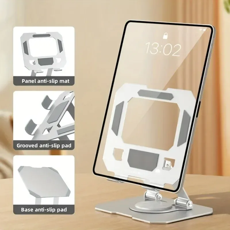 Support de tablette rotatif à 360°, support de bureau pliable et réglable, compatible iPad Pro, Air et mini de 4,7 à 12 pouces, pour ordinateur portable 4