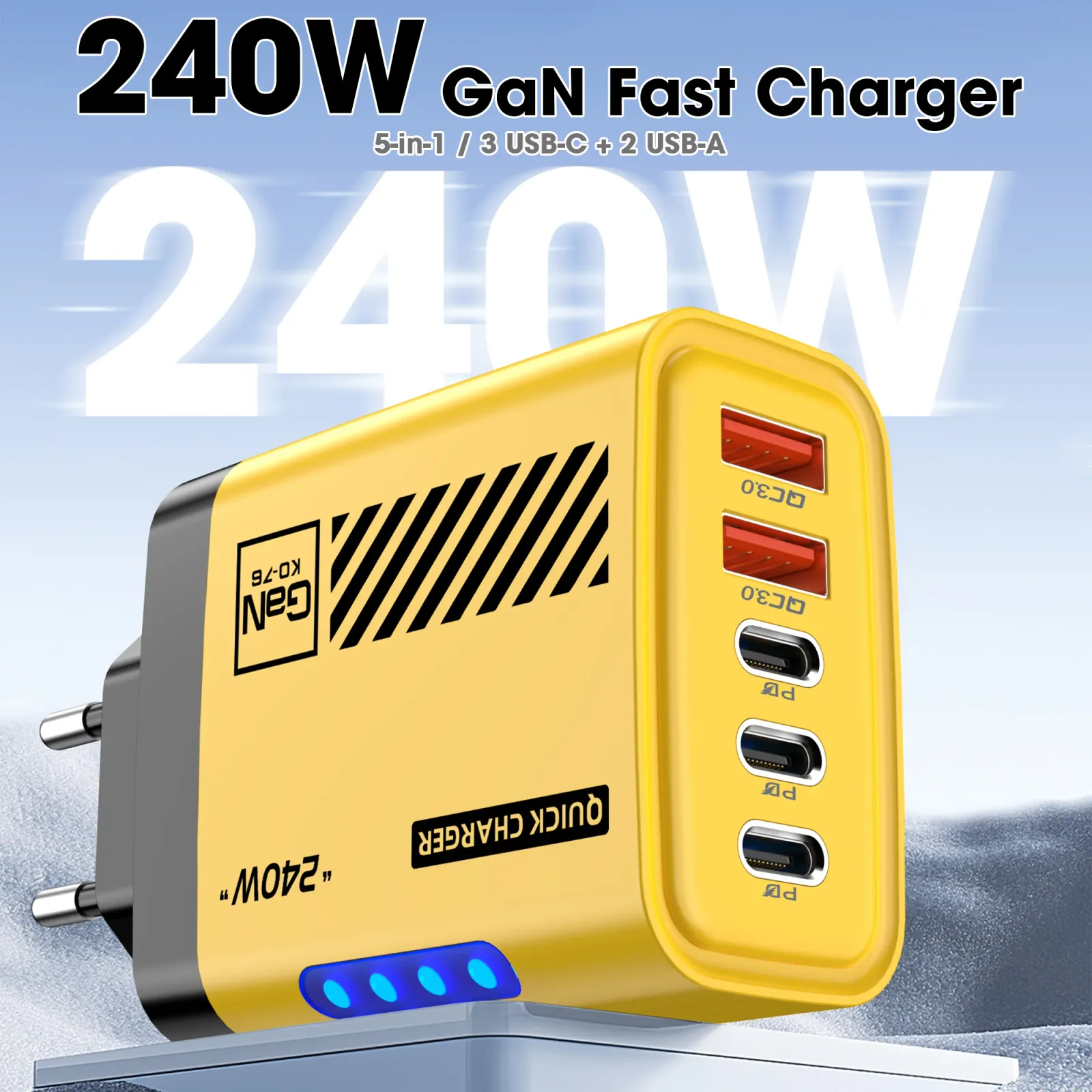 Chargeur USB-C GaN, vue de face