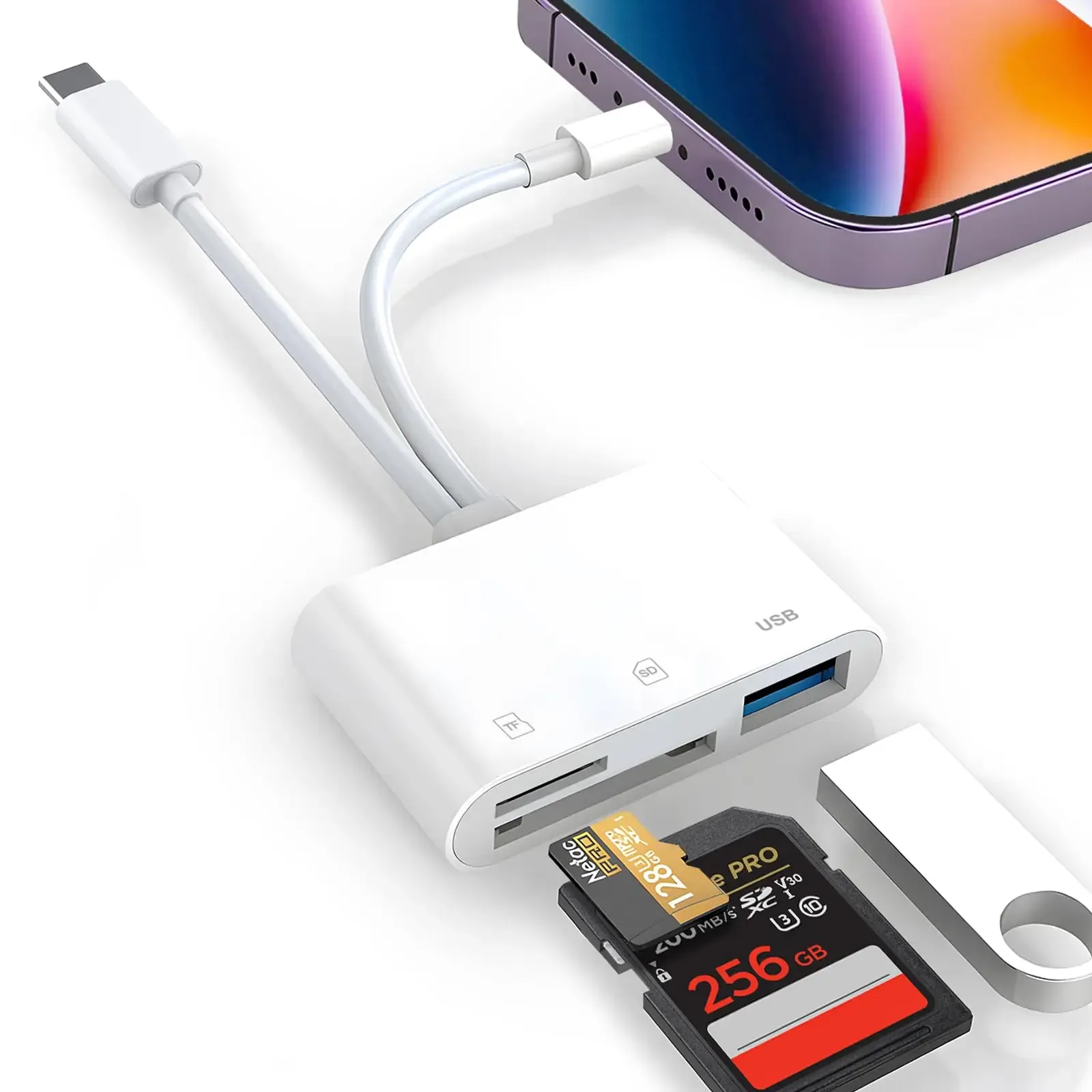 Lecteur de cartes mémoire USB et SD/TF pour iPhone et iPad