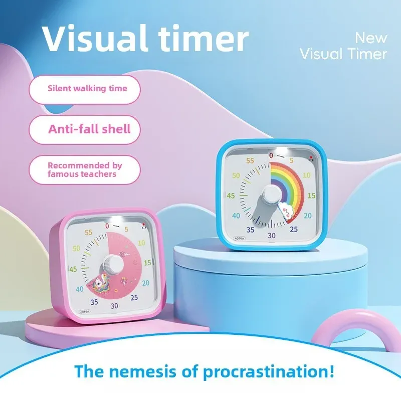 Minuterie visuelle avec veilleuse 60 minutes pour enfants et adultes, compte à rebours et chronomètre Pomodoro