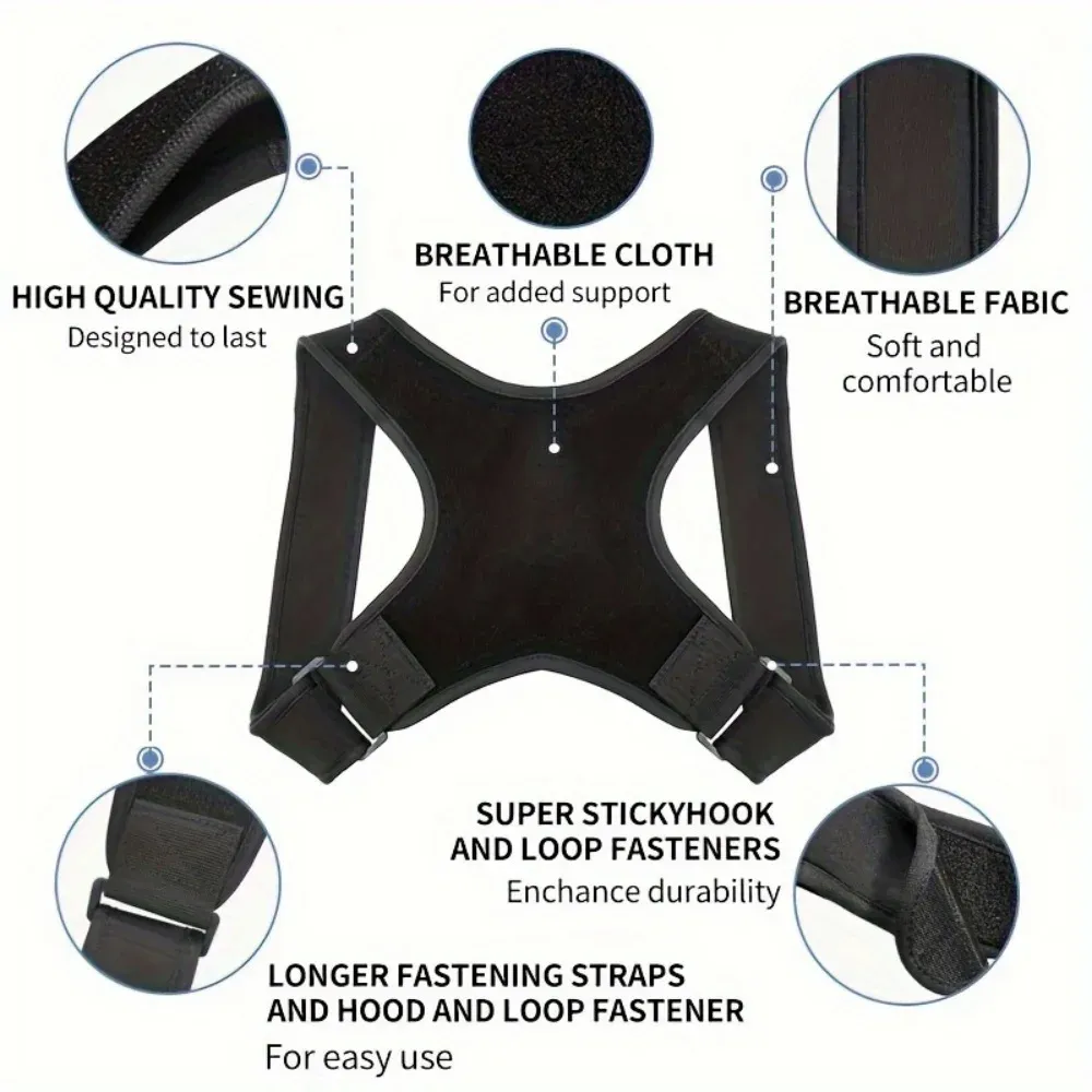 Correcteur de posture réglable et respirant, soutien dorsal anti-cyphose, ceinture de maintien de la colonne vertébrale pour hommes et femmes, idéal pour le bureau et la station assise 3