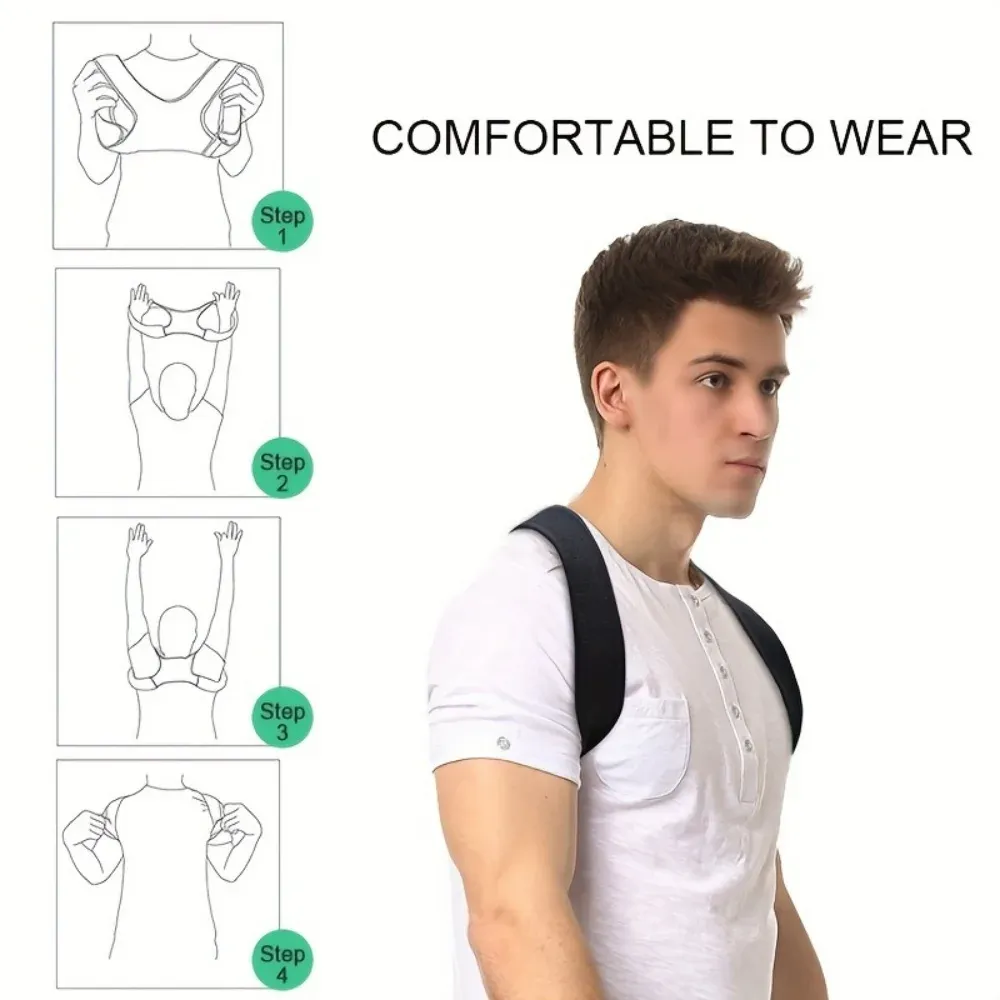 Correcteur de posture réglable et respirant, soutien dorsal anti-cyphose, ceinture de maintien de la colonne vertébrale pour hommes et femmes, idéal pour le bureau et la station assise 4