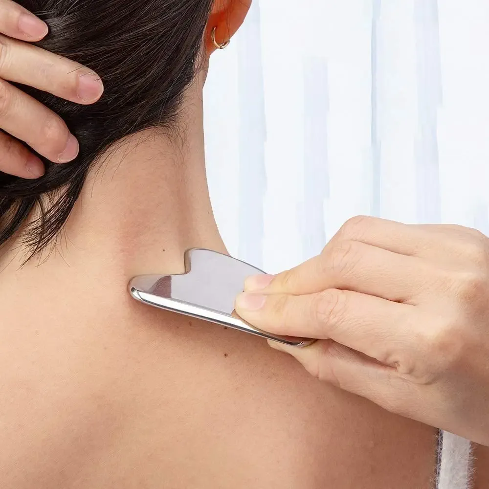 Gua Sha en acier inoxydable, esthétique épurée