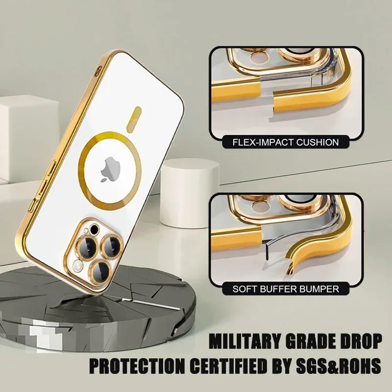 Étui magnétique compatible MagSafe pour iPhone 12 à 18 Pro Max avec protection d'objectif photo 3
