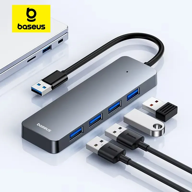 Hub USB 3.0 à 4 ports en ABS pour ordinateur portable, adaptateur multiport compatible Xiaomi, Lenovo, MacBook et PC 1