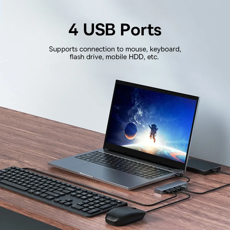 Hub USB 3.0 à 4 ports en ABS pour ordinateur portable, adaptateur multiport compatible Xiaomi, Lenovo, MacBook et PC 2