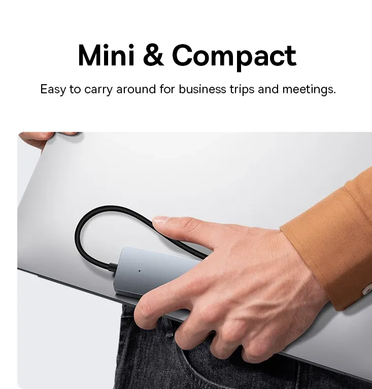 Hub USB 3.0 à 4 ports en ABS pour ordinateur portable, adaptateur multiport compatible Xiaomi, Lenovo, MacBook et PC 6