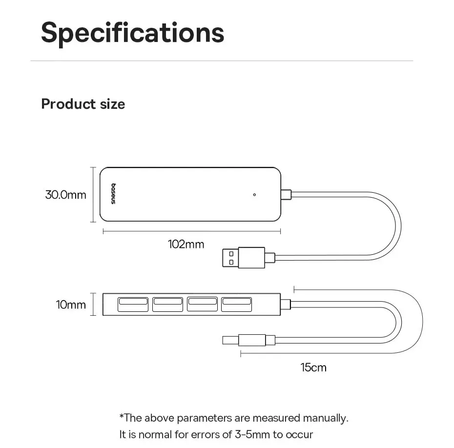 Hub USB BASEUS 4 ports, mobilité