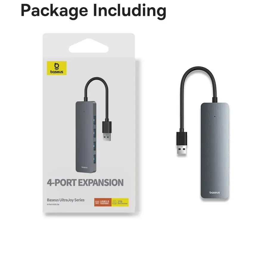 Hub USB BASEUS 4 ports, détail des ports