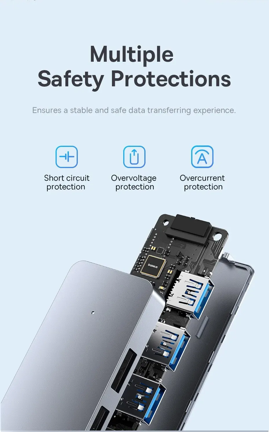 Hub USB BASEUS 4 ports, compacité