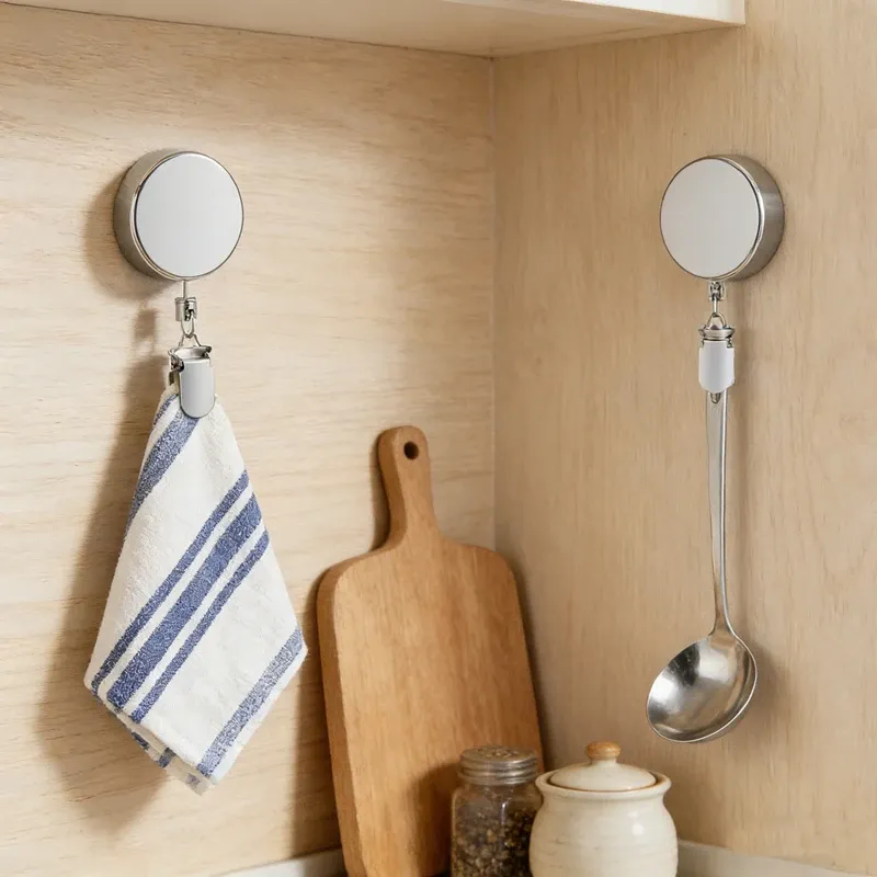 Porte-serviettes rétractable automatique, détail des clips