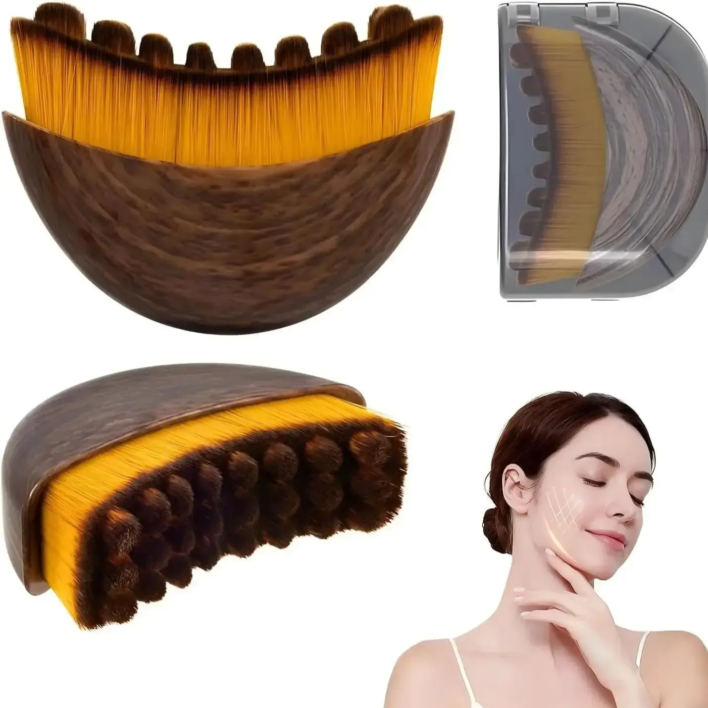 Brosse de contour ergonomique pour le visage, masseur de drainage lymphatique manuel à poils souples pour le nettoyage et le modelage du visage - Image 1