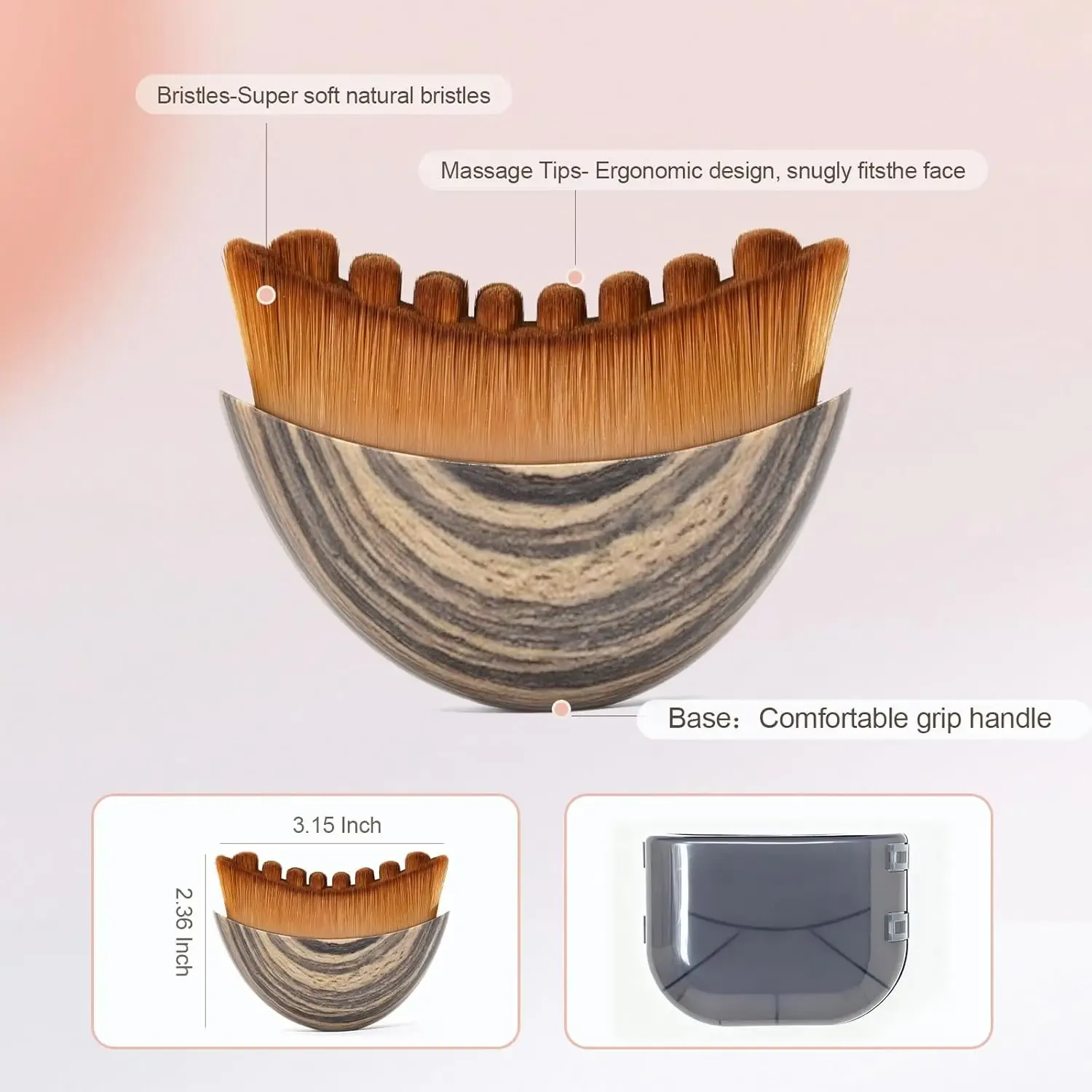 Brosse de contour ergonomique pour le visage, masseur de drainage lymphatique manuel à poils souples pour le nettoyage et le modelage du visage 3