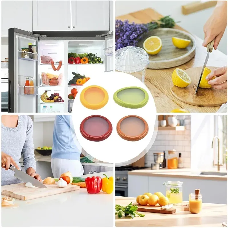 Lot de 4 boîtes de conservation des fruits frais en silicone réutilisables pour réfrigérateur 6