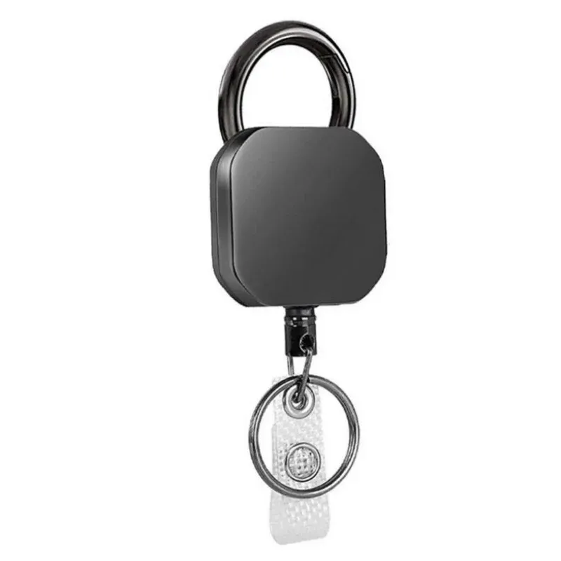 Clip de ceinture rétractable anti-perte avec boucle, porte-badge carré et accessoire porte-clés de voiture 9