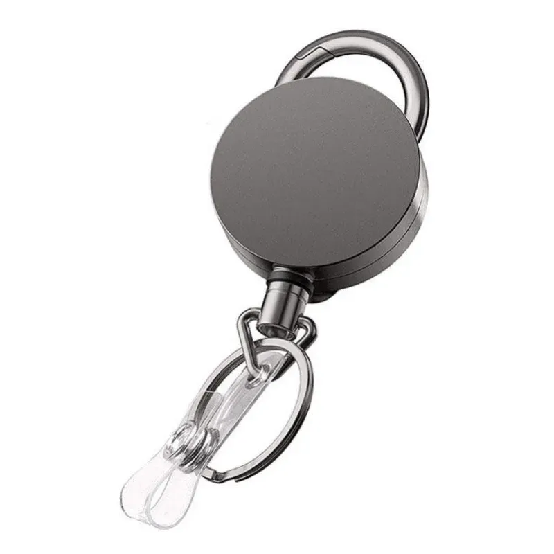 Clip de ceinture rétractable anti-perte avec boucle, porte-badge carré et accessoire porte-clés de voiture 7
