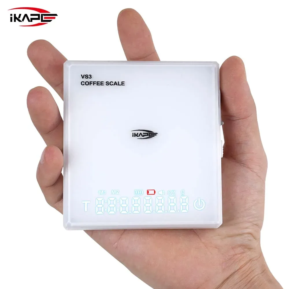 Balance à café numérique IKAPE Mini avec minuteur, 2 kg / 0,1 g, rechargeable, fonction tare, écran LED, pour expresso 8