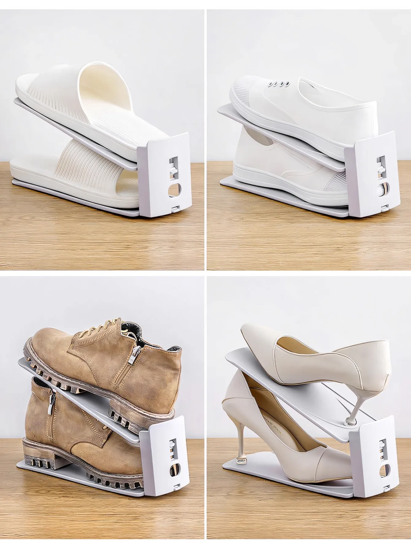 Étagère à chaussures compacte et extensible à 2 niveaux, lot de 2, 4 ou 8, pour placard, montage facile 2