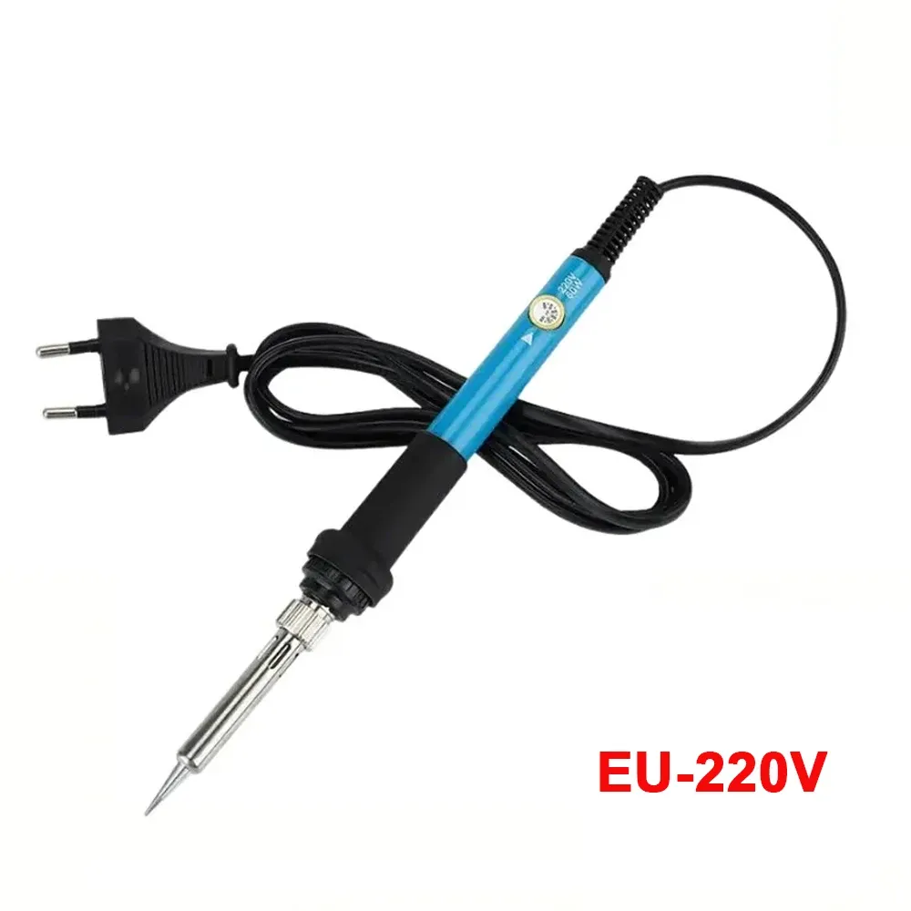 Kit de fer à souder 220 V 60 W avec température réglable, 15 pièces, 450 °C, comprenant ventouse de dessoudage, fil d'étain et fiche UE 6