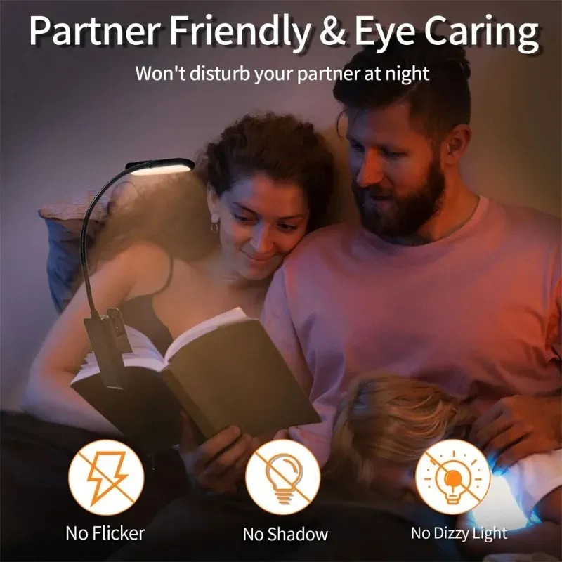 Lampe de lecture LED, mise en situation au lit