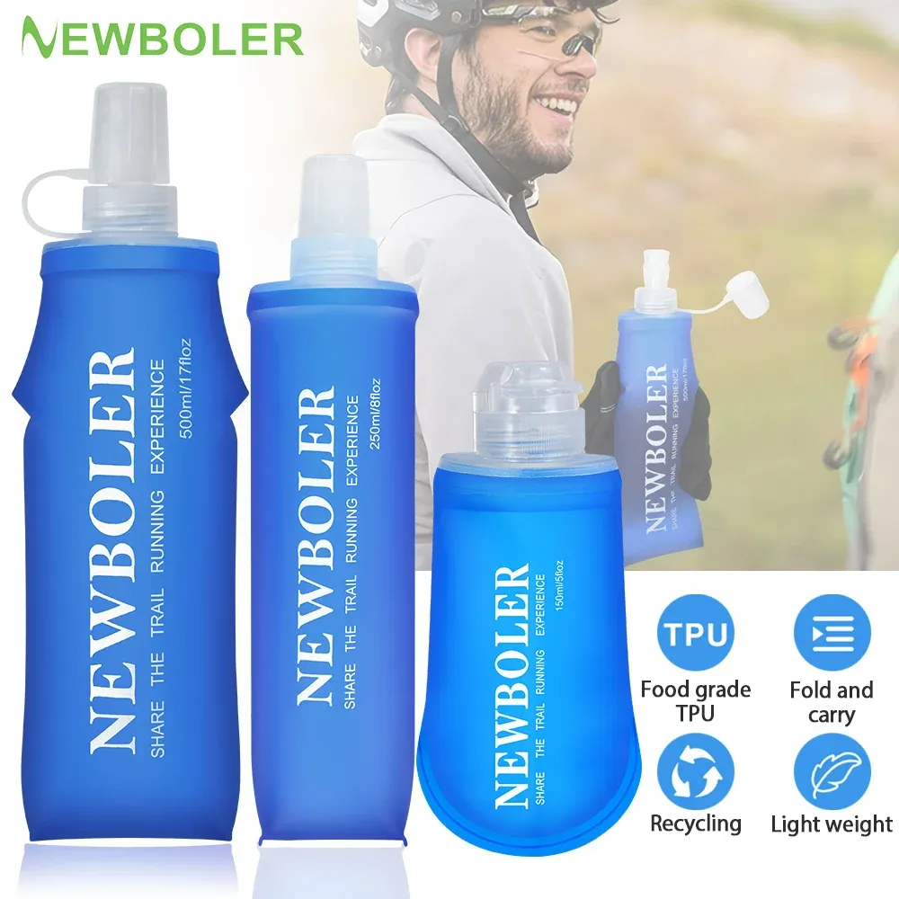 NEWBOLER Gourde souple pliable en TPU 150 ml, 250 ml, 500 ml pour sport et plein air, running et camping - Image 1