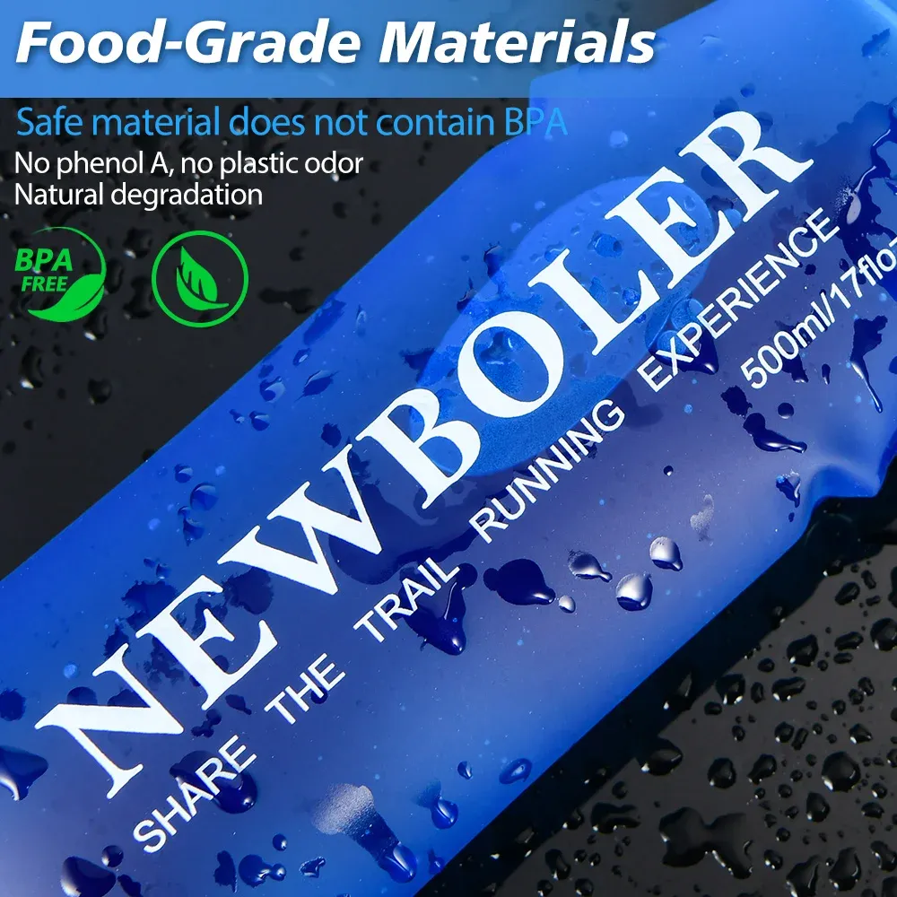 NEWBOLER Gourde souple pliable en TPU 150 ml, 250 ml, 500 ml pour sport et plein air, running et camping 4