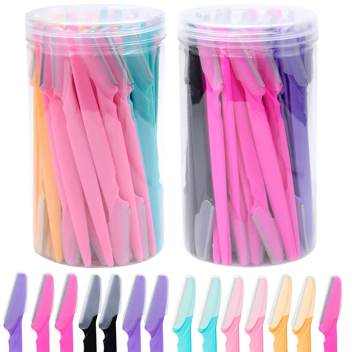 30 lames de rasoir à sourcils par bouteille avec conteneur, tondeuse à sourcils pour le visage, étui d'épilation sûr et outils de coupe