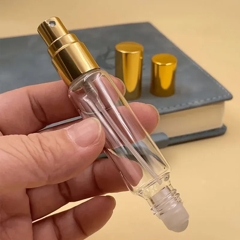 2 flacons vaporisateurs de parfum de 0,34 oz avec rouleaux - Verre transparent | Diffuseur de parfum portable | Bouteille pulvérisateur rechargeable 1