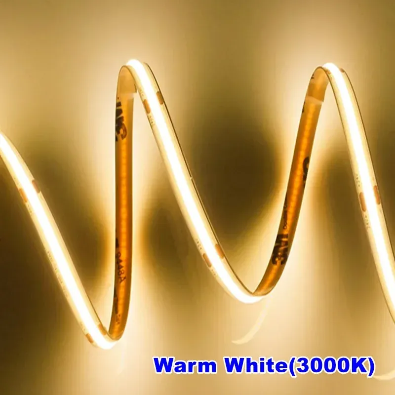 Ruban LED COB DC 12 V / 24 V, 320 ou 480 LED/m, haute densité, IRC90/IRC95, rose, jaune, bleu glacé, rouge, vert, flexible, éclairage LED FOB 15